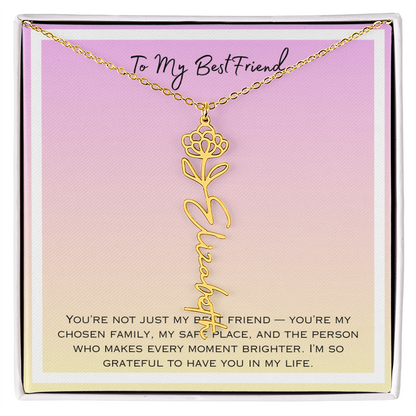 To My Bestfriend Flower Name Necklace