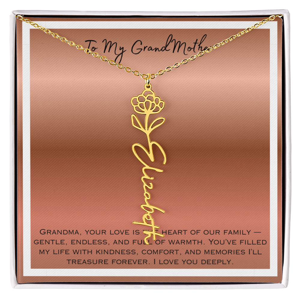To My Grandmother Flower Name Necklace