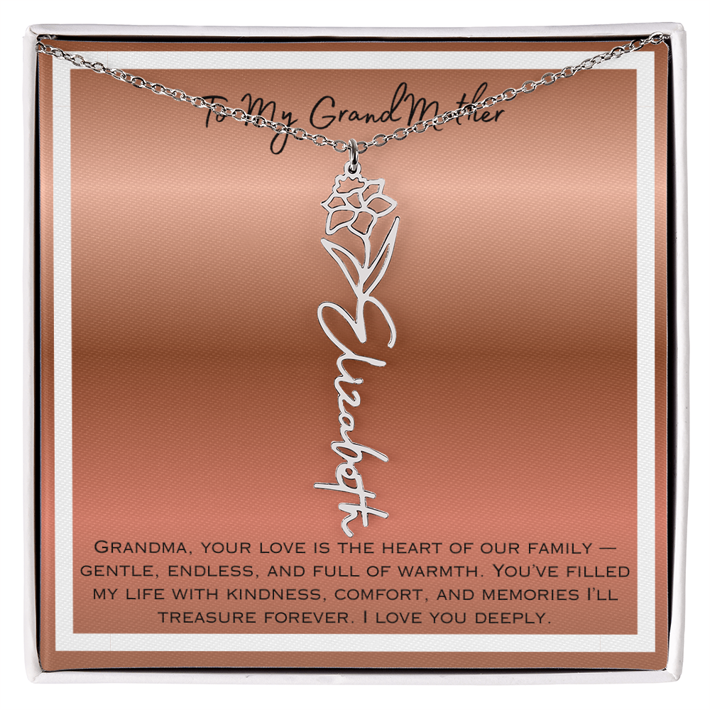 To My Grandmother Flower Name Necklace