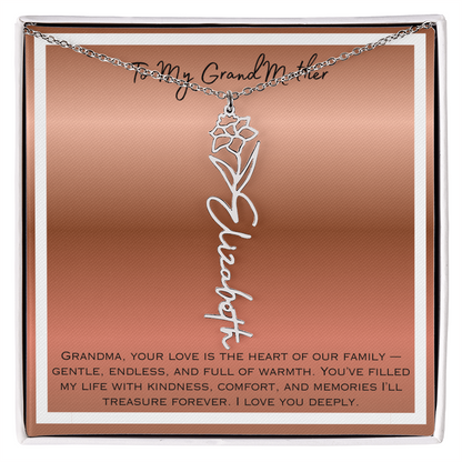 To My Grandmother Flower Name Necklace