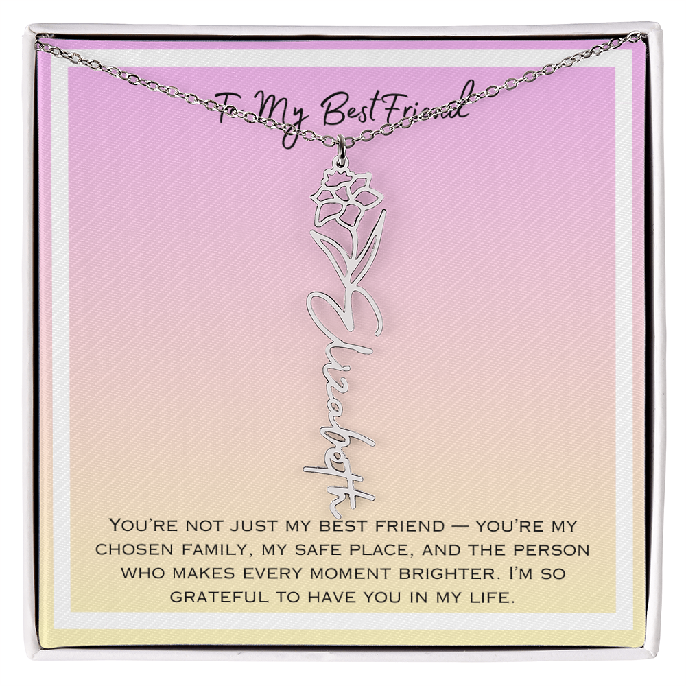 To My Bestfriend Flower Name Necklace