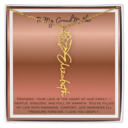 To My Grandmother Flower Name Necklace