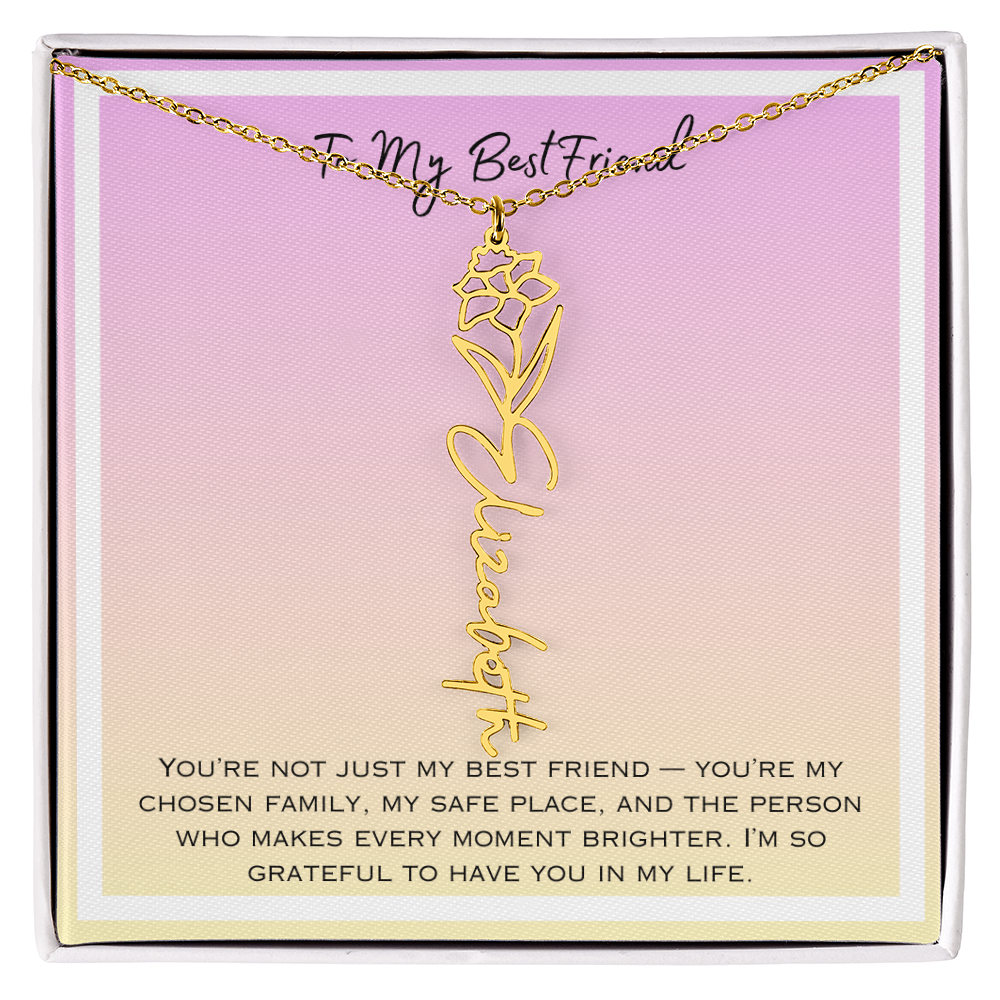 To My Bestfriend Flower Name Necklace