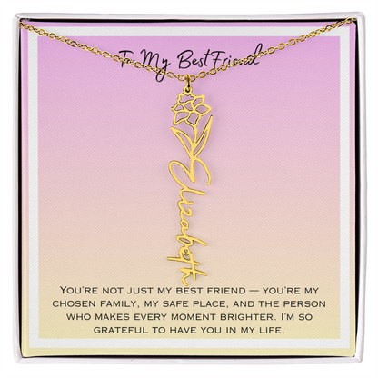 To My Bestfriend Flower Name Necklace