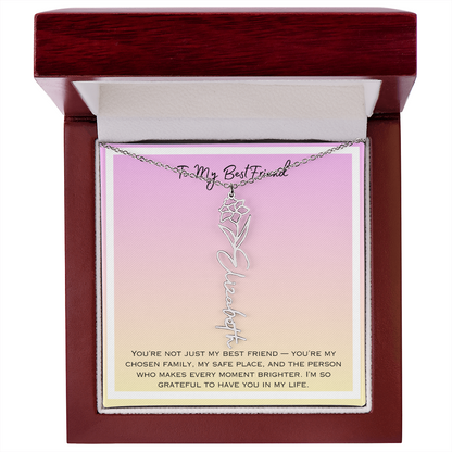 To My Bestfriend Flower Name Necklace