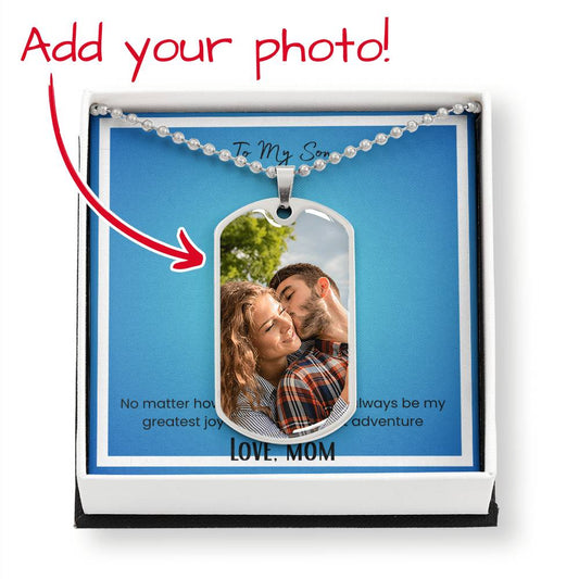 To My Son , Love Mom Photo Upload Dog Tag Necklace