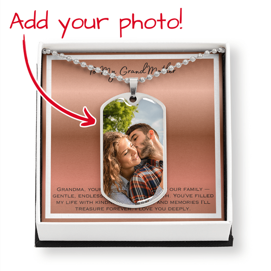 To My Grandmother Photo Upload Dog Tag Necklace