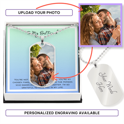 To My Bestfriend Photo Upload Dog Tag Necklace