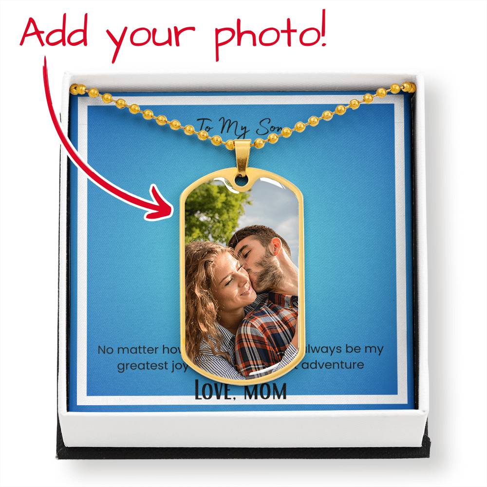 To My Son , Love Mom Photo Upload Dog Tag Necklace