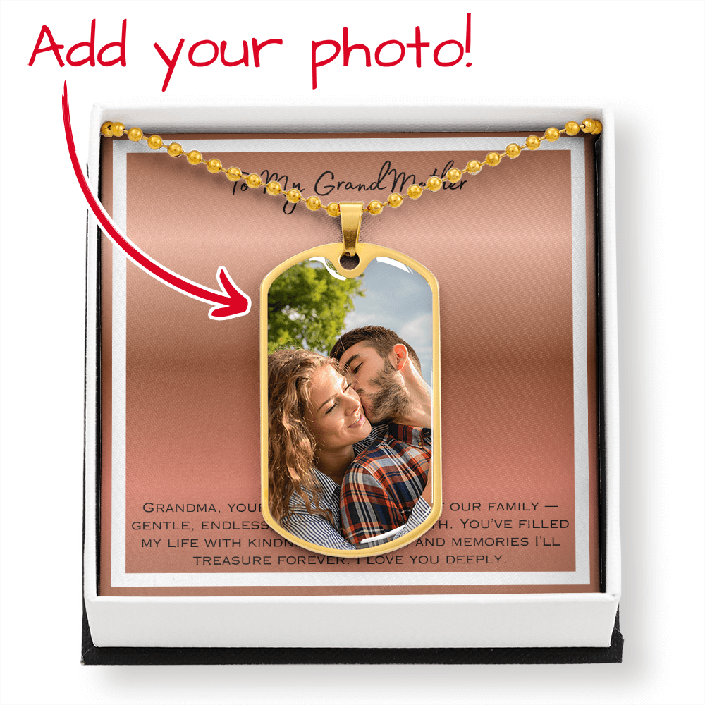 To My Grandmother Photo Upload Dog Tag Necklace