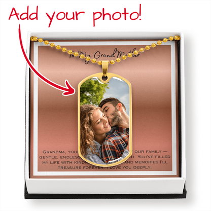 To My Grandmother Photo Upload Dog Tag Necklace