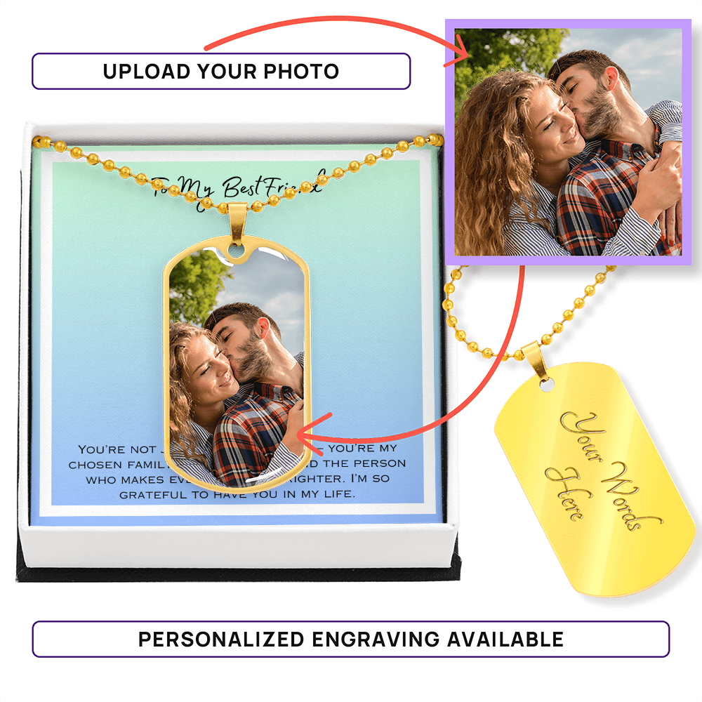 To My Bestfriend Photo Upload Dog Tag Necklace