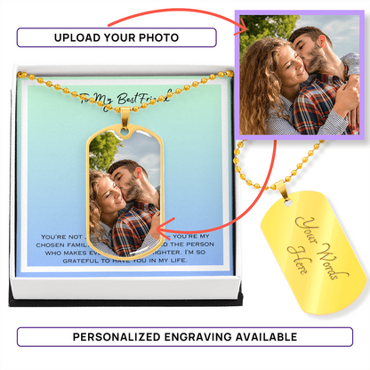 To My Bestfriend Photo Upload Dog Tag Necklace