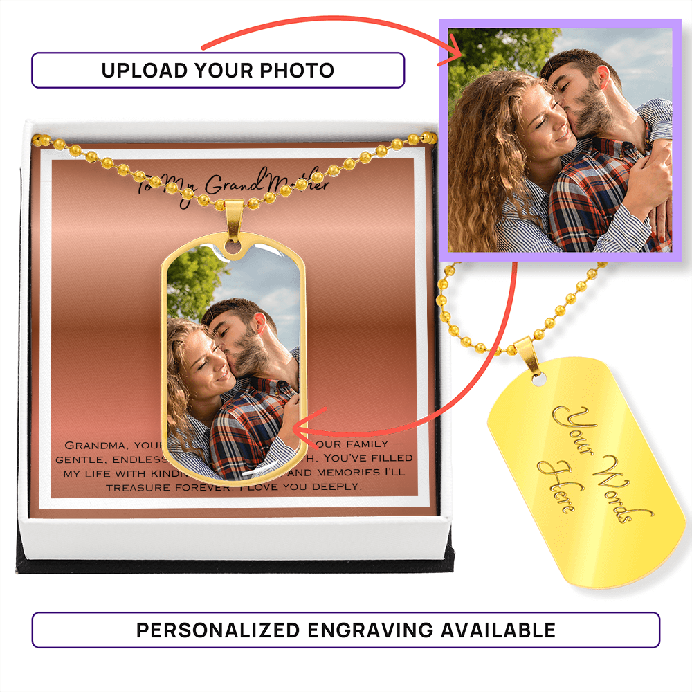 To My Grandmother Photo Upload Dog Tag Necklace